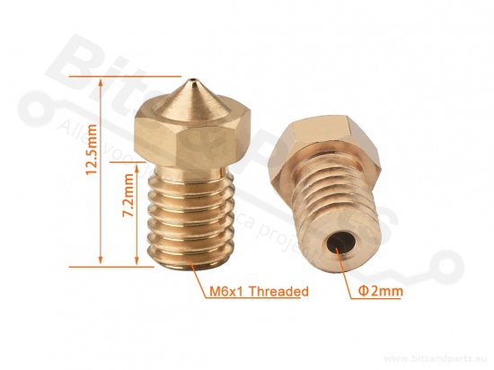 Nozzle voor 3D printers / E3D V5/V6 M6 1,75mm/0,2mm